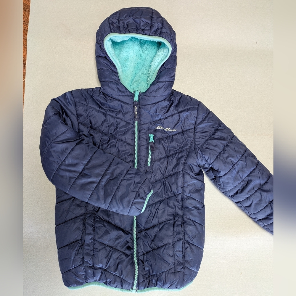 Eddie Bauer Navy Puffer Jacket with Hood